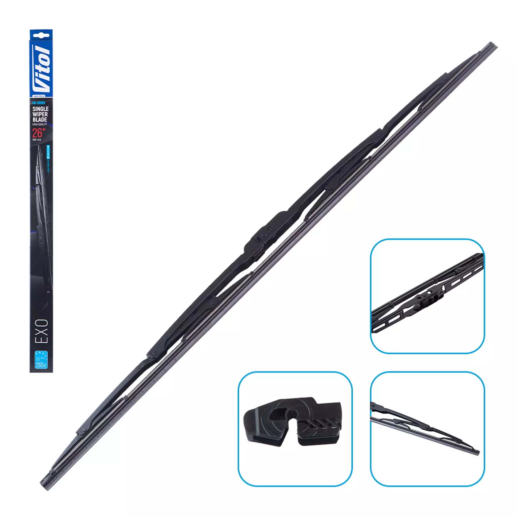 Щетка стеклоочистителя каркасная VITOL EXO 26" (650 мм) (VK-26650)