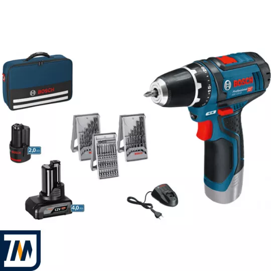 Шуруповерт акумуляторний Bosch Professional GSR 12V-15 (2Ah & 4Ah)+свердла Шуруповерт акумуляторний Bosch Professional GSR 12V-15 (2Ah & 4Ah)+свердла