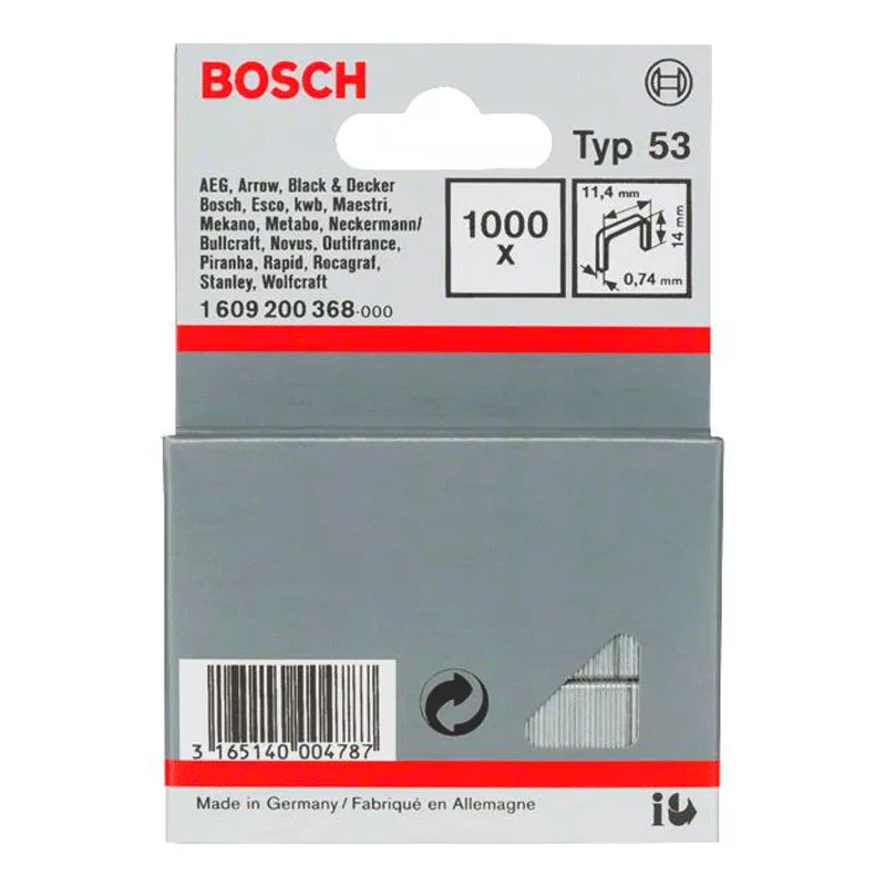 Скоби Bosch 14мм ТИП 53, 1000шт (1.609.200.368)