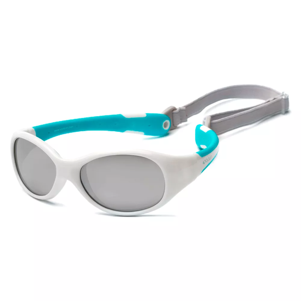 Солнцезащитные очки Koolsun Flex бело-бирюзовые до 3 лет (KS-FLWA000)
