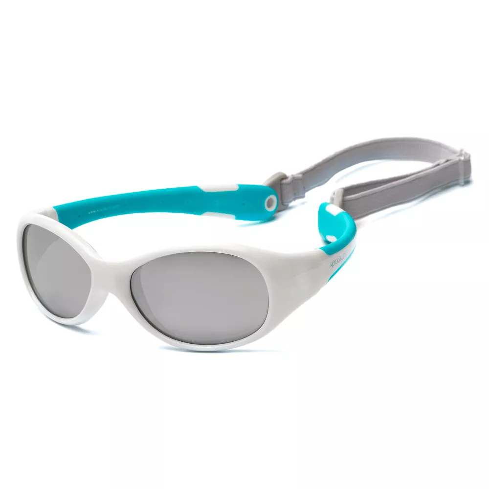 Солнцезащитные очки Koolsun Flex бело-бирюзовые до 6 лет (KS-FLWA003)