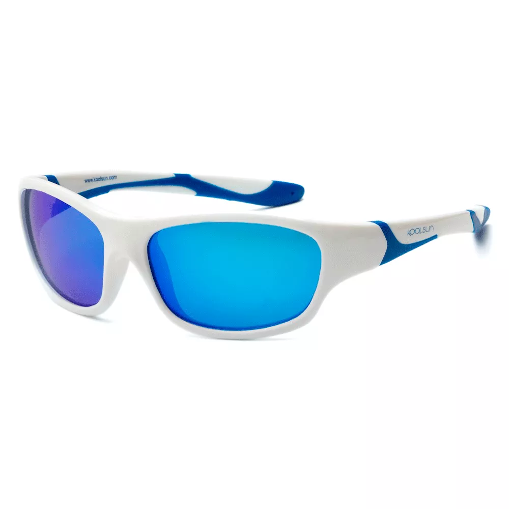 Солнцезащитные очки Koolsun Sport бело-голубые до 8 лет (KS-SPWHSH003)