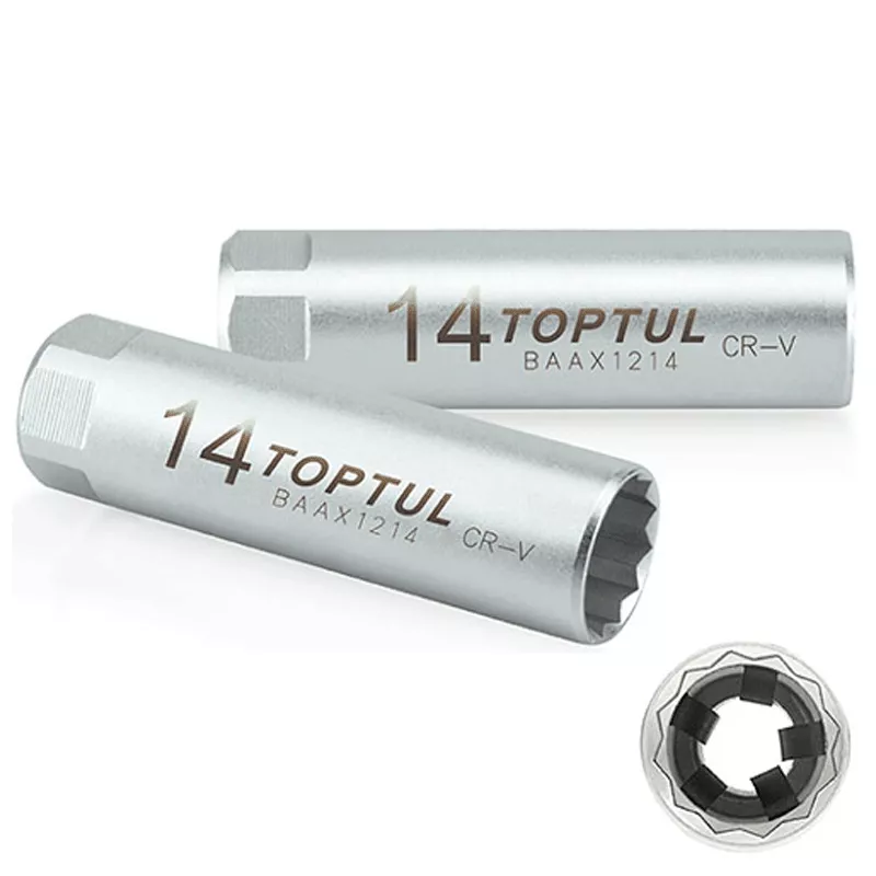 Свічкова головка 14мм 3/8"12 гр. З пружинним фіксатором TOPTUL (BAAX1214) Свічкова головка 14мм 3/8"12 гр. З пружинним фіксатором TOPTUL (BAAX1214)