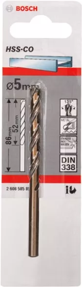 Свердло по металу Bosch HSS-CO STANDARD 5x86 мм (2608585851) Свердло по металу Bosch HSS-CO STANDARD 5x86 мм (2608585851)