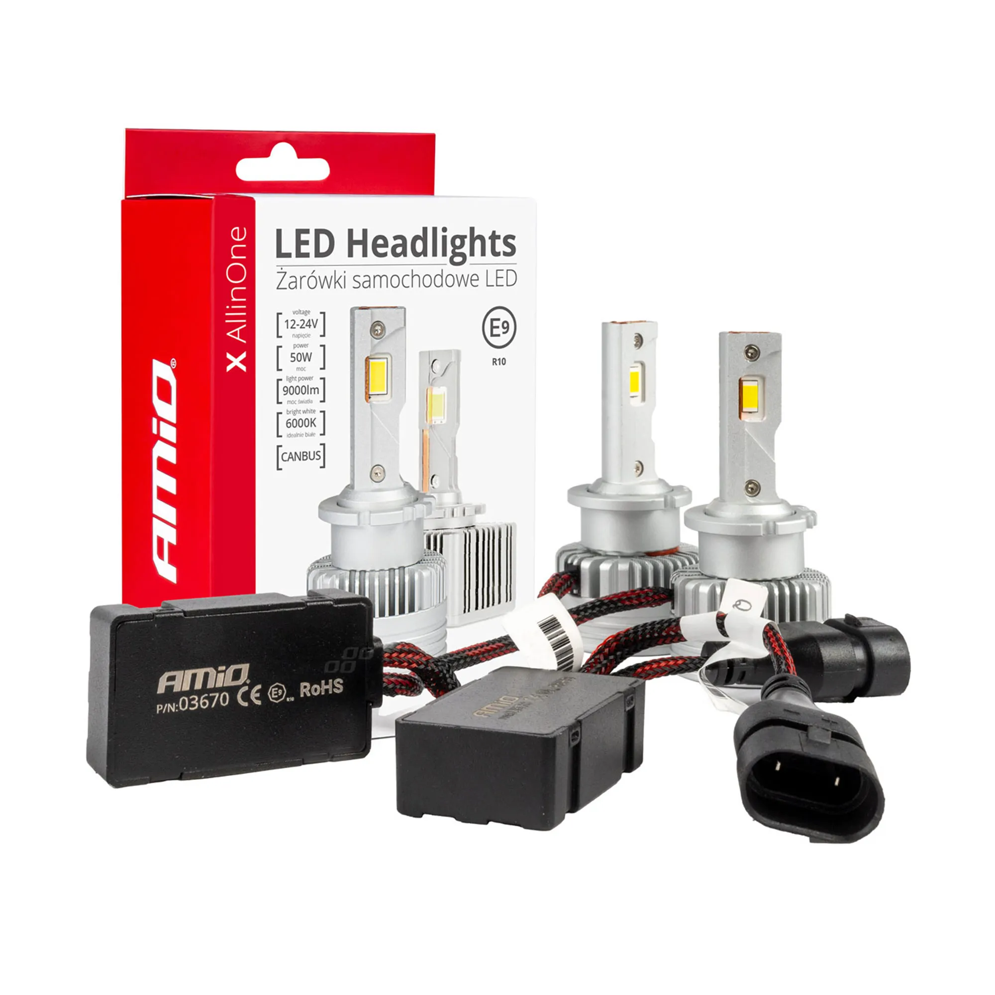Світлодіодні фари AMIO X AllinOne D2S D2R D4S D4R canbus 6500K 12-24V 50W (03670)