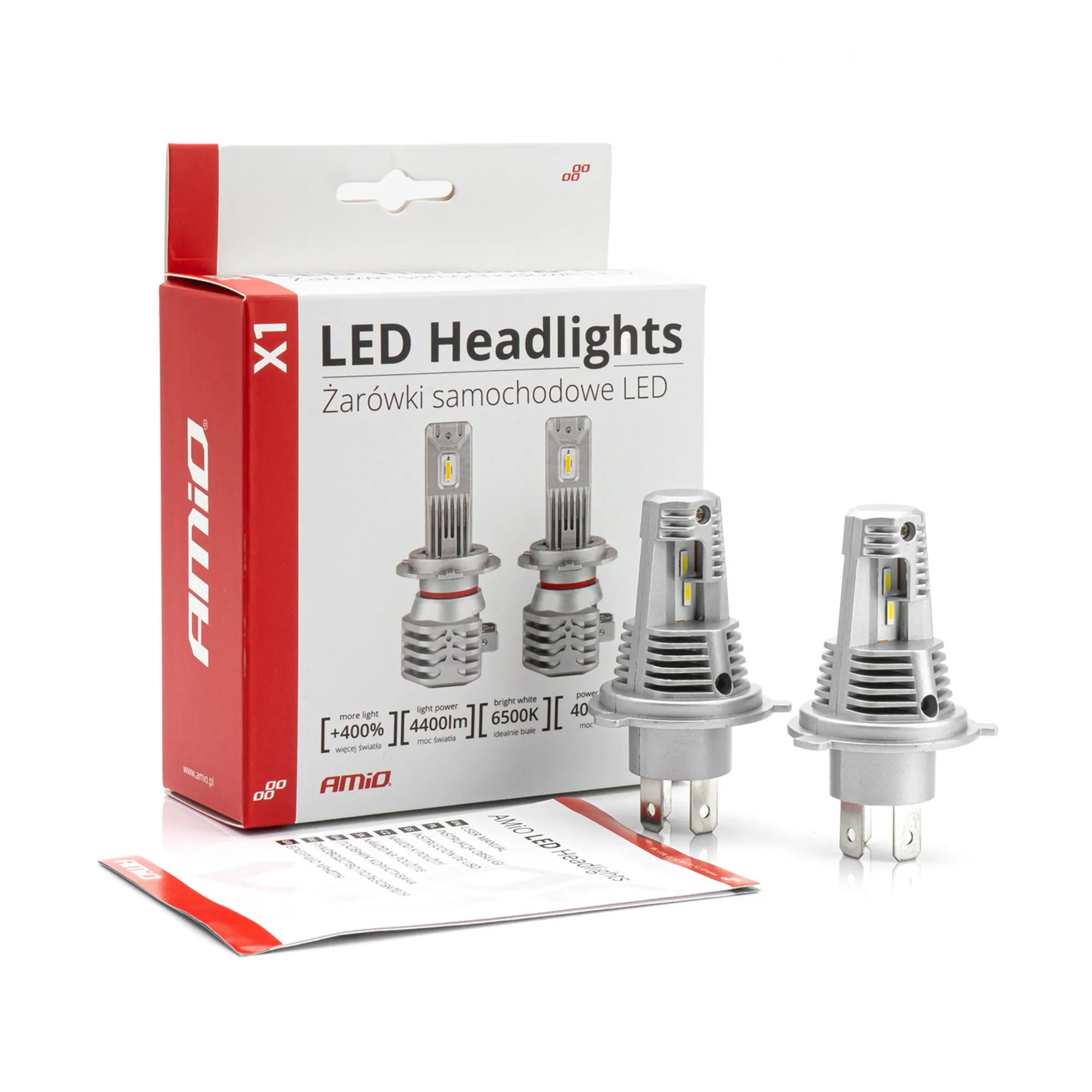 Светодиодные фары AMIO X1 H4/H19 6500K 10-16V 40W (02965)