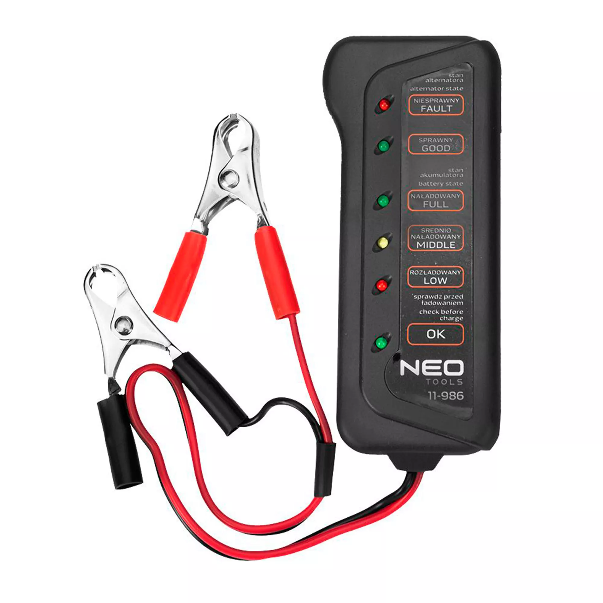 Тестер аккумулятора NEO TOOLS 12В LED (11-986) Тестер аккумулятора NEO TOOLS 12В LED (11-986)