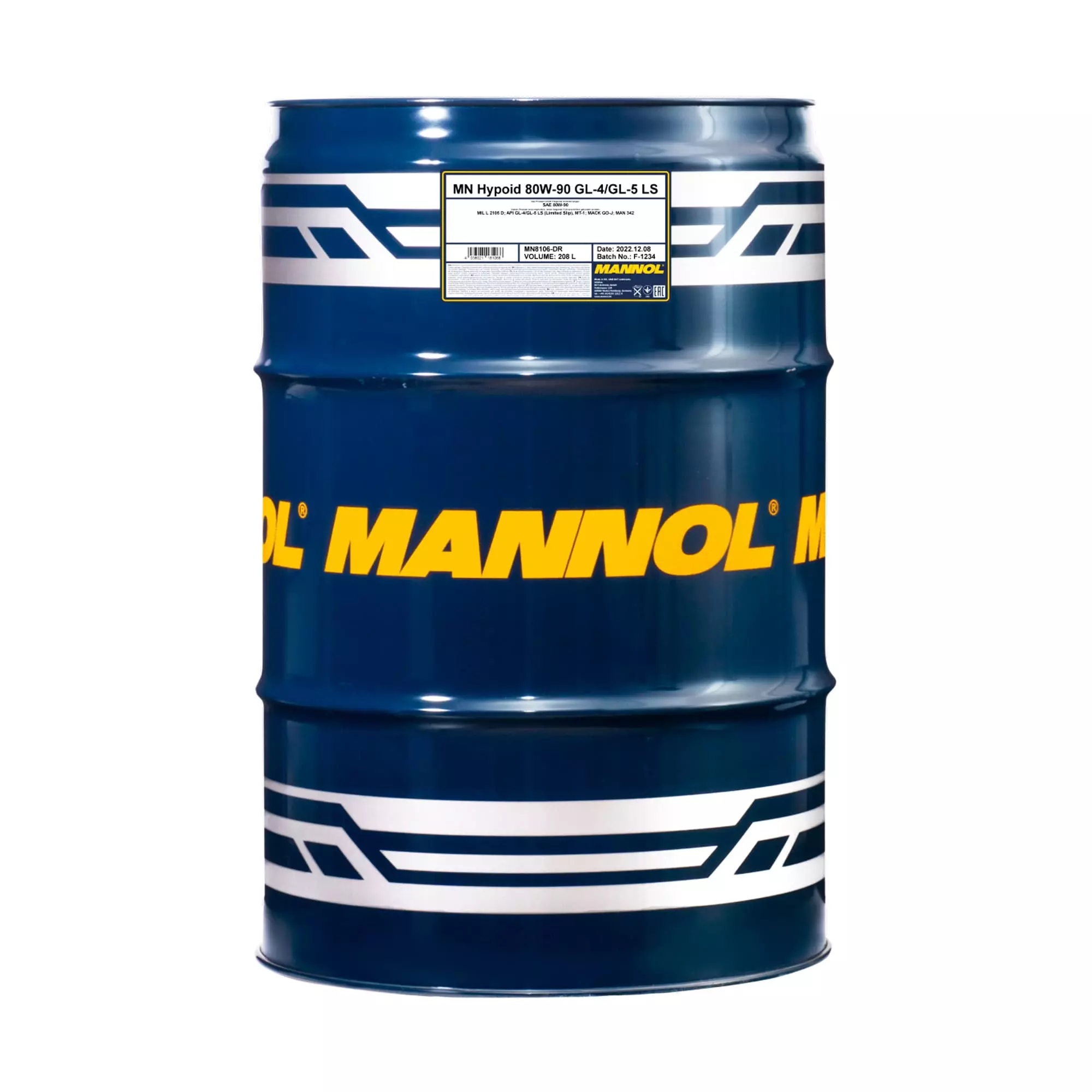Трансмиссионное масло MANNOL HYPOID GETRIEBEOEL Hypoid Gear Oil SAE 80W-90 208л (MN8106-DR)