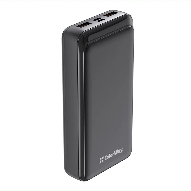 Зовнішній акумулятор ColorWay Slim 20000mAh Black (CW-PB200LPD2BK) Зовнішній акумулятор ColorWay Slim 20000mAh Black (CW-PB200LPD2BK)