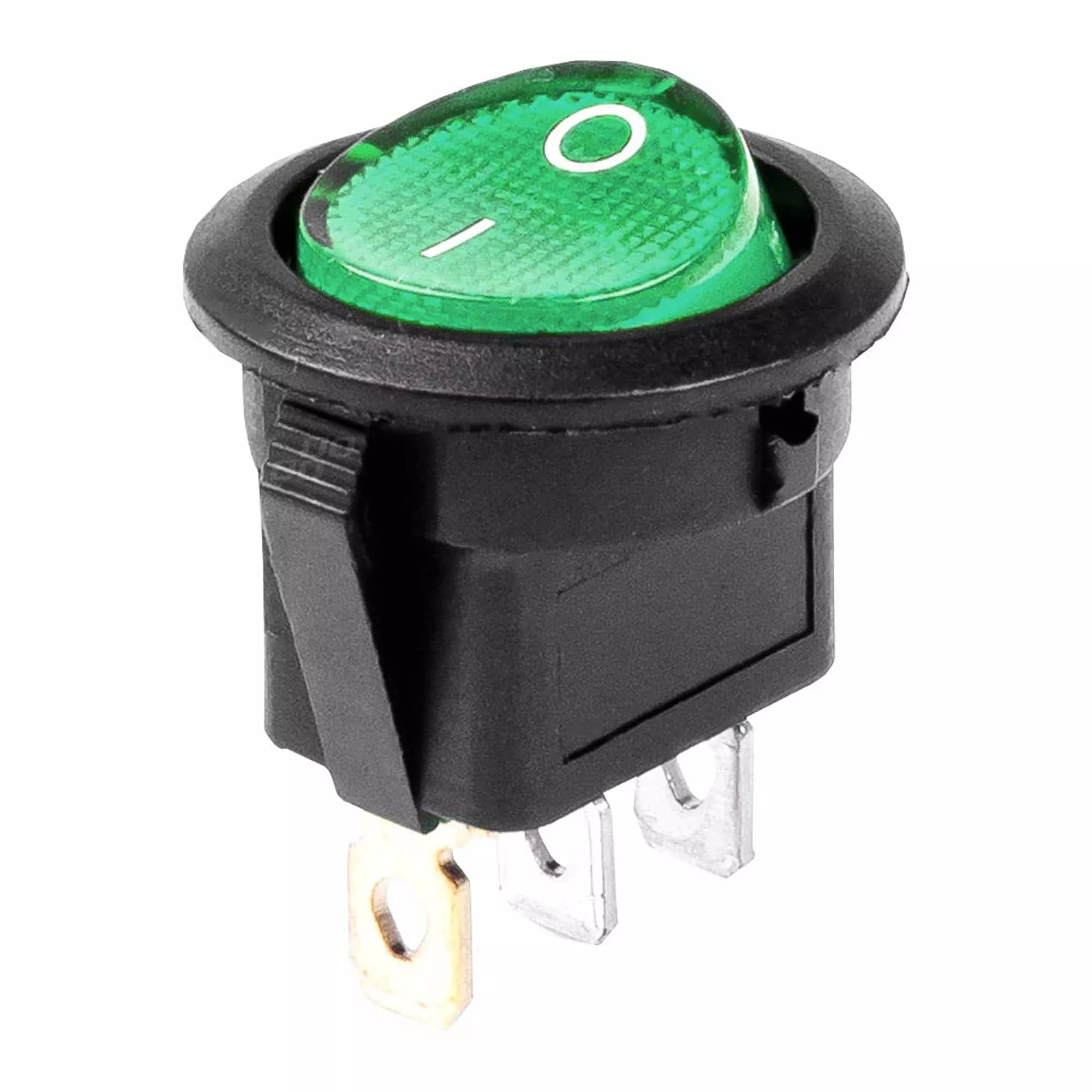 Выключатель круглый Amio с зеленой подсветкой (03084) (030844)