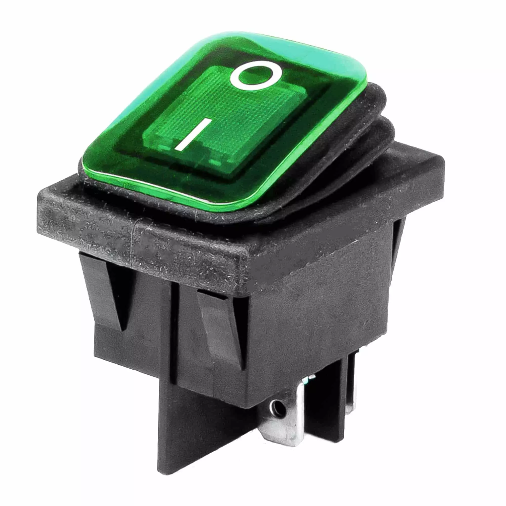 Выключатель прямоугольный Amio с зеленой подсветкой (03090) (030905)