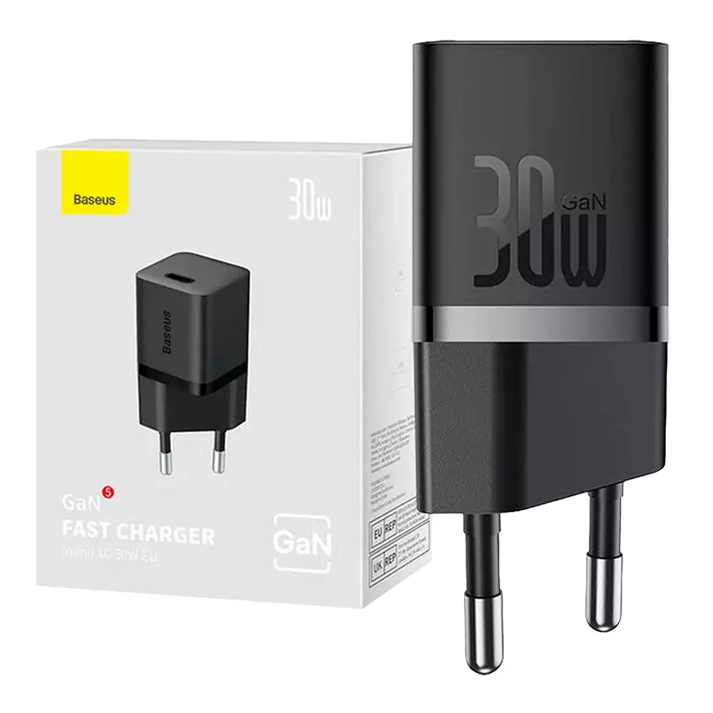Зарядний пристрій Baseus GaN5 Fast Charger (mini) 1C 30W чорний (CCGN070401)
