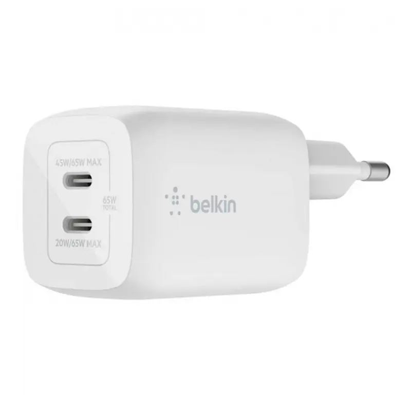 Зарядний пристрій мережевий Belkin 65Вт 2хUSB-С GAN PD PPS білий (WCH013VFWH) Зарядний пристрій мережевий Belkin 65Вт 2хUSB-С GAN PD PPS білий (WCH013VFWH)