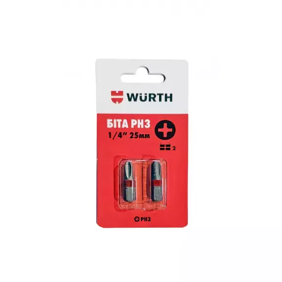 Бита WURTH HEX PH3 1/4" 25мм 2шт (0614176648902)