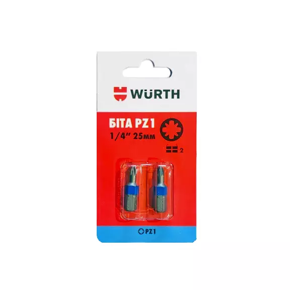 Бита WURTH HEX PZ1 1/4" 25мм 2шт (0614176651902)