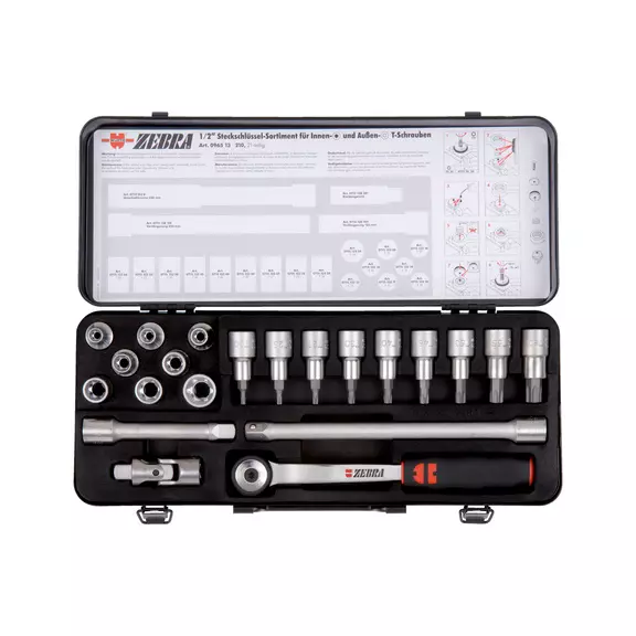 Набор торцевых головок Wurth 1/2" Е10-24/ТХ20-60 21 шт (096513210) Набор торцевых головок Wurth 1/2" Е10-24/ТХ20-60 21 шт (096513210)