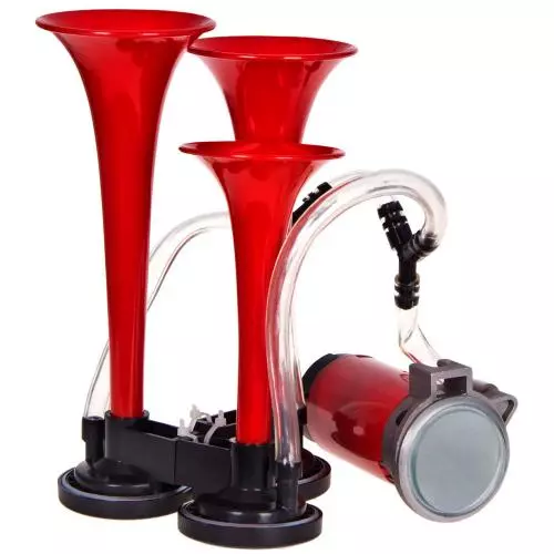 Сигнал воздушный Еlephant 3-дудки пластик красный 12V (CA-10730)