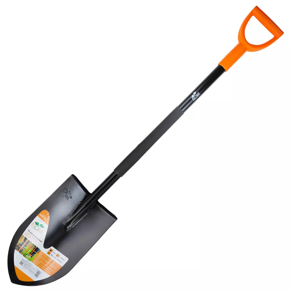 Лопата штыковая FLORA с металлической ручкой 365х210х1170мм 2.1кг (американка) (5045244) Лопата штыковая FLORA с металлической ручкой 365х210х1170мм 2.1кг (американка) (5045244)