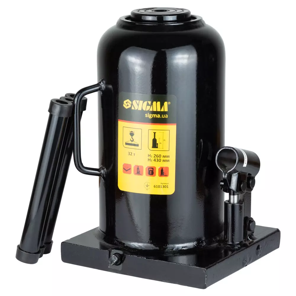 Домкрат гідравлічний SIGMA пляшковий 32т H 260-430мм (6101301) Домкрат гідравлічний SIGMA пляшковий 32т H 260-430мм (6101301)