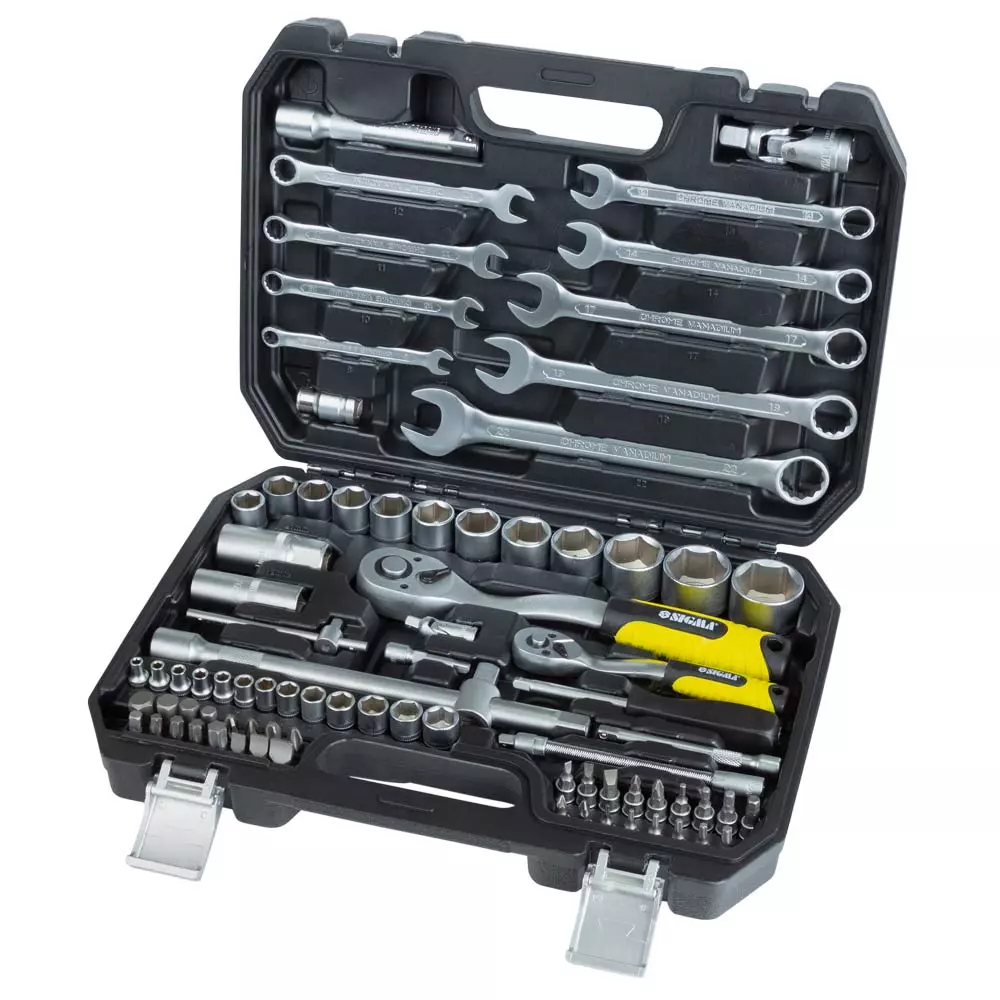 Набор торцевых насадок и бит SIGMA 1/4", 1/2" 82 шт CrV mid (6001551) Набор торцевых насадок и бит SIGMA 1/4", 1/2" 82 шт CrV mid (6001551)