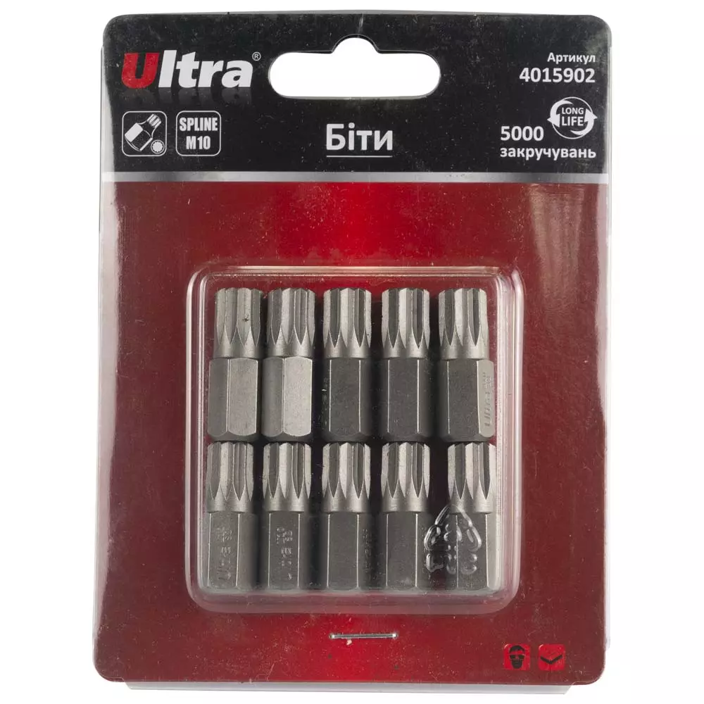 Биты ULTRA Spline M10х30мм 10мм 10 шт S2 блистер (4015902) Биты ULTRA Spline M10х30мм 10мм 10 шт S2 блистер (4015902)