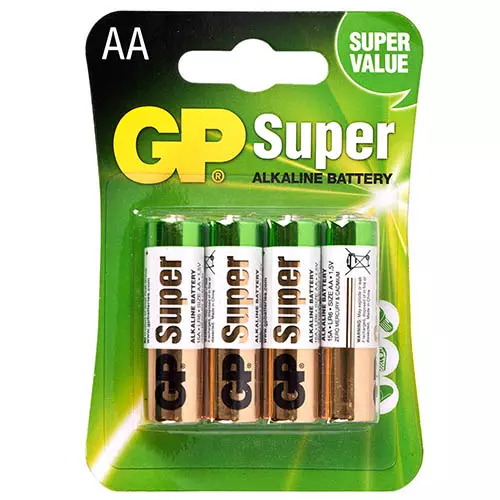 Батарейка GP SUPER ALKALINE 1.5V 15A-U4 LR6, АА (4891199000034) Батарейка GP SUPER ALKALINE 1.5V 15A-U4 LR6, АА (4891199000034)