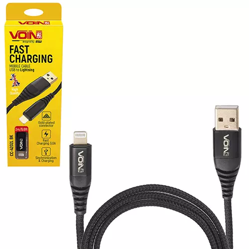 Кабель VOIN USB - Lightning 3А 2m black (CC-4202L BK)
