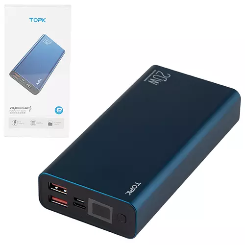 УМБ Power bank TOPK 20000mAh/74Wh Li-polimer blue (I2006P) УМБ Power bank TOPK 20000mAh/74Wh Li-polimer blue (I2006P)