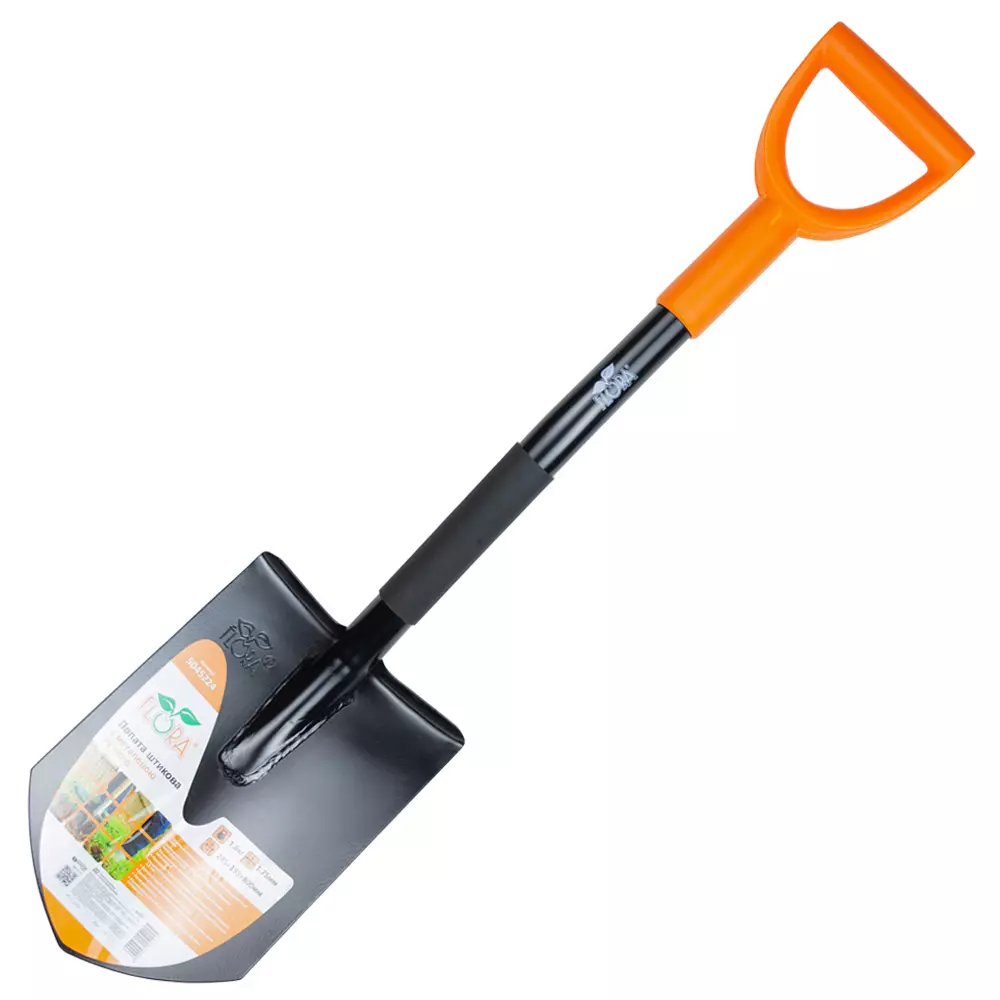 Лопата штыковая FLORA с металлической ручкой 285х195х800мм 1.6кг (американка) (5045224)