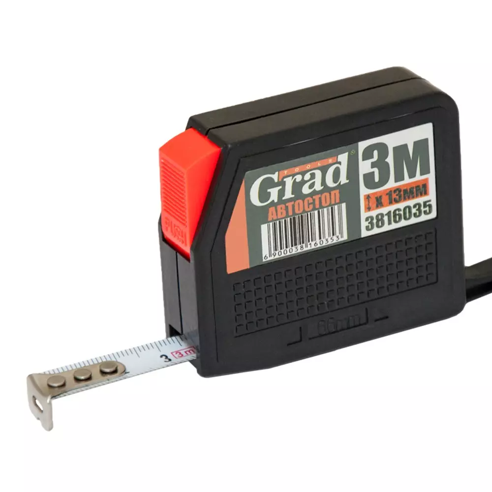 Рулетка з автостопом GRAD 3м х 13мм (3816035)