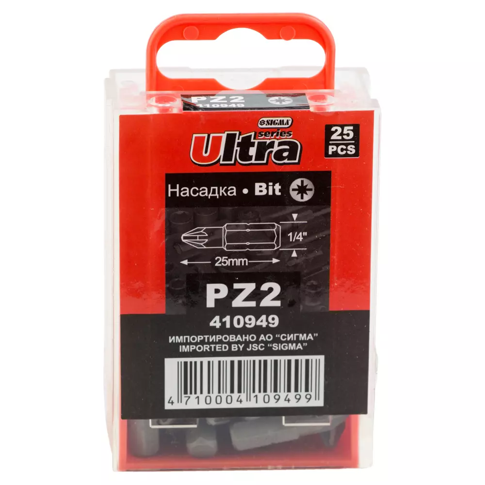 Набір біт ULTRA PZ2х25мм 1/4" 25 шт S2 (4010502) Набір біт ULTRA PZ2х25мм 1/4" 25 шт S2 (4010502)