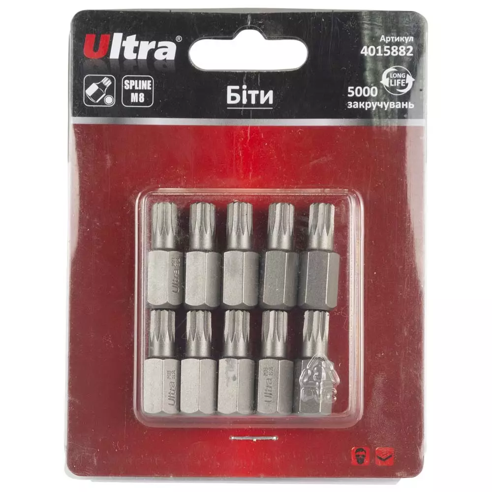 Біти ULTRA Spline M8х30мм 10мм 10 шт S2 блістер (4015882)