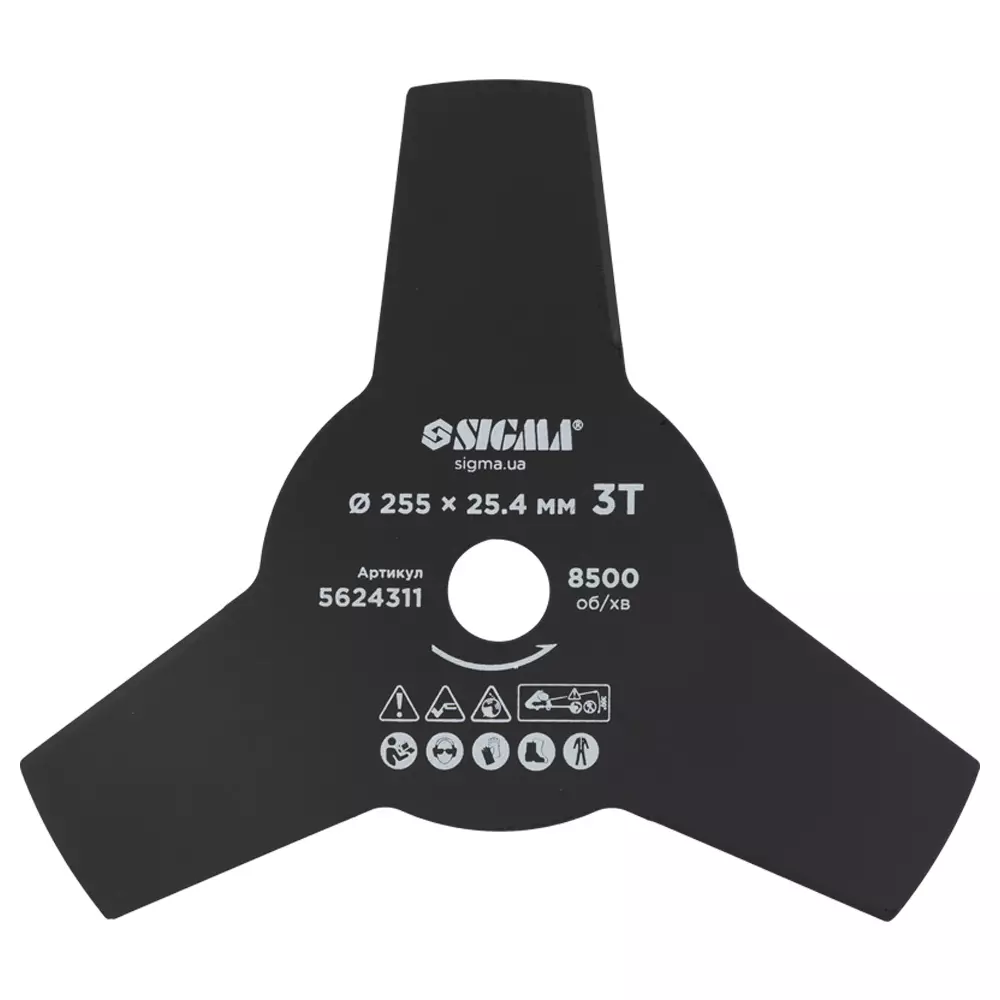 Нож SIGMA для триммера 255х25.4мм 3Т (5624311)
