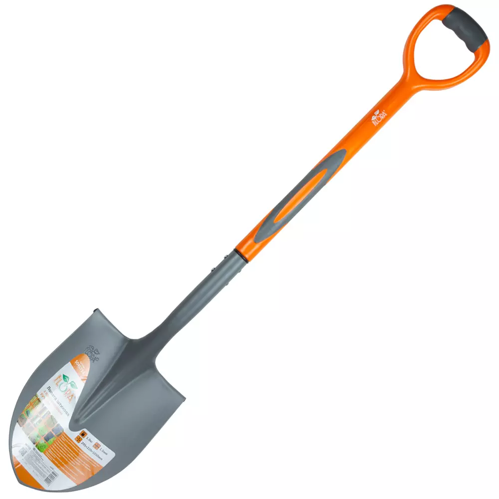 Лопата штыковая FLORA с пластиковой ручкой 295х220х1050мм 1.9кг (американка) (5045754) Лопата штыковая FLORA с пластиковой ручкой 295х220х1050мм 1.9кг (американка) (5045754)