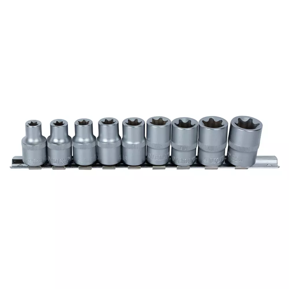 Набір насадок SIGMA Torx 1/2" 9 шт на планці CrV (6086961) Набір насадок SIGMA Torx 1/2" 9 шт на планці CrV (6086961)