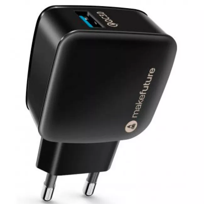 Зарядное устройство сетевое MakeFuture 1 USB (3A) Quick Charge Black (050032)