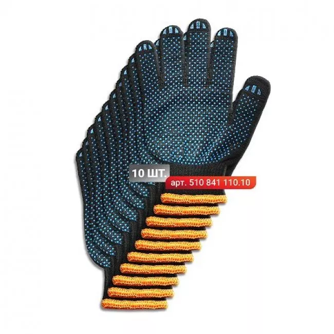 Перчатки с ПВХ точкой, черные 510841110.10