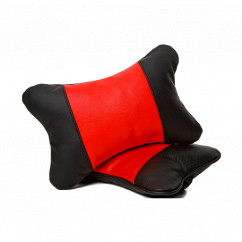 Подушка автомобильная подголовник КЕРДИС красно-черная кожа) (830045)