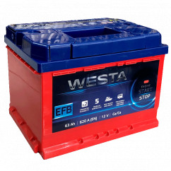 Автомобильный аккумулятор WESTA 6CT-63 А Аз RED EFB Start-Stop (WEFB6301LB2)