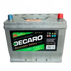 Автомобильный аккумулятор DECARO 70Ah-12v Аз (259х175х220) PREMIUM