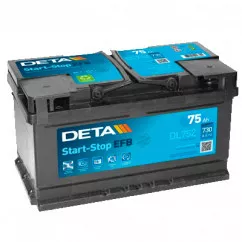 Аккумулятор DETA EFB Start-Stop 6CT-75Ah (-/+) (DL752)