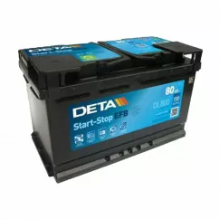 Аккумулятор DETA EFB Start-Stop 6CT-80Ah (-/+) (DL800)