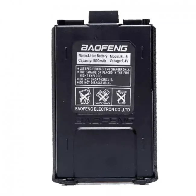 Акумулятор літієвий Baofeng для рації UV-5R Std Capacity (1800mAh) (159-1002_black_1800)