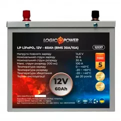 Аккумулятор Logic Power LiFePO4 6СТ-60Ah 30А (+\-) (LP12137)