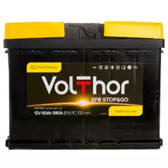 Акумулятор Volthor EFB Start-Stop 6CT-60Ah (-/+) (512060)