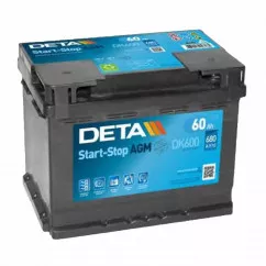 Акумулятор DETA AGM Start-Stop 6CT-60Ah (-/+) (DK600)