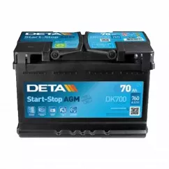 Акумулятор DETA AGM Start-Stop 6CT-70Ah (-/+) (DK700)