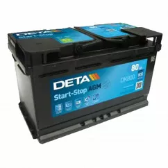 Аккумулятор DETA AGM Start-Stop 6CT-80Ah (-/+) (DK800)