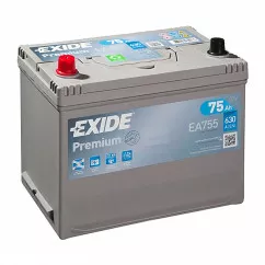 Автомобильный аккумулятор EXIDE Premium 6СТ-75Ah Аз ASIA 630A (EN) EA755 (5105)
