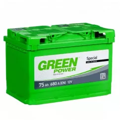 Автомобильный аккумулятор GREEN POWER 6СТ-75Ah 680A АзЕ (EN) (000022362) (24433)